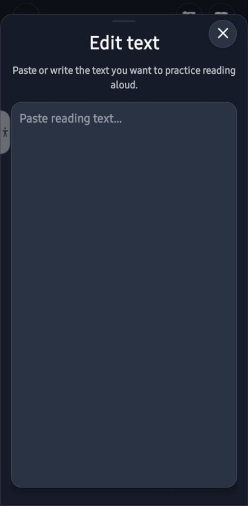 Mamlio Edit Text screen for pasting and writing practice text